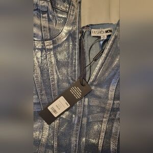 Fashion Nova Metallic Silver Dress